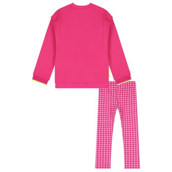 Girls Pink Gingham Leggings Set