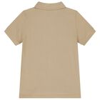 Boys Beige Logo Polo Shirt , 1, hi-res