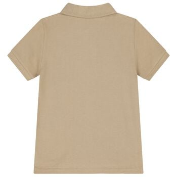 Boys Beige Logo Polo Shirt 
