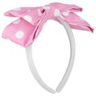 Girls Pink & White Bow Headband, 1, hi-res