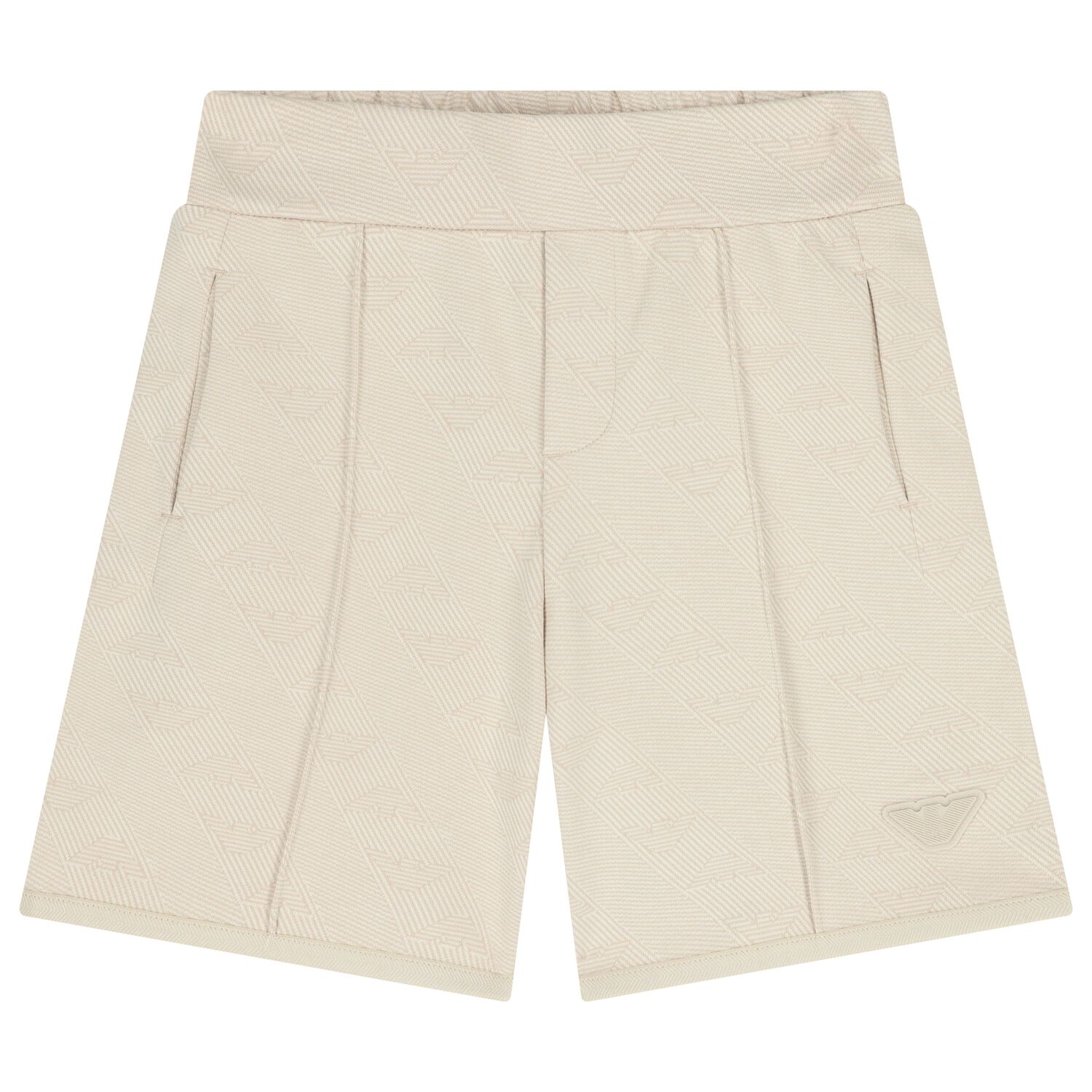 Boys Beige Logo Shorts, 1, hi-res