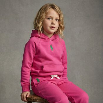 Girls Pink Logo Hooded Top