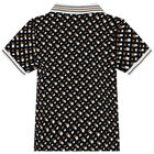 Younger Boys Black Monogram Logo Polo Shirt, 2, hi-res