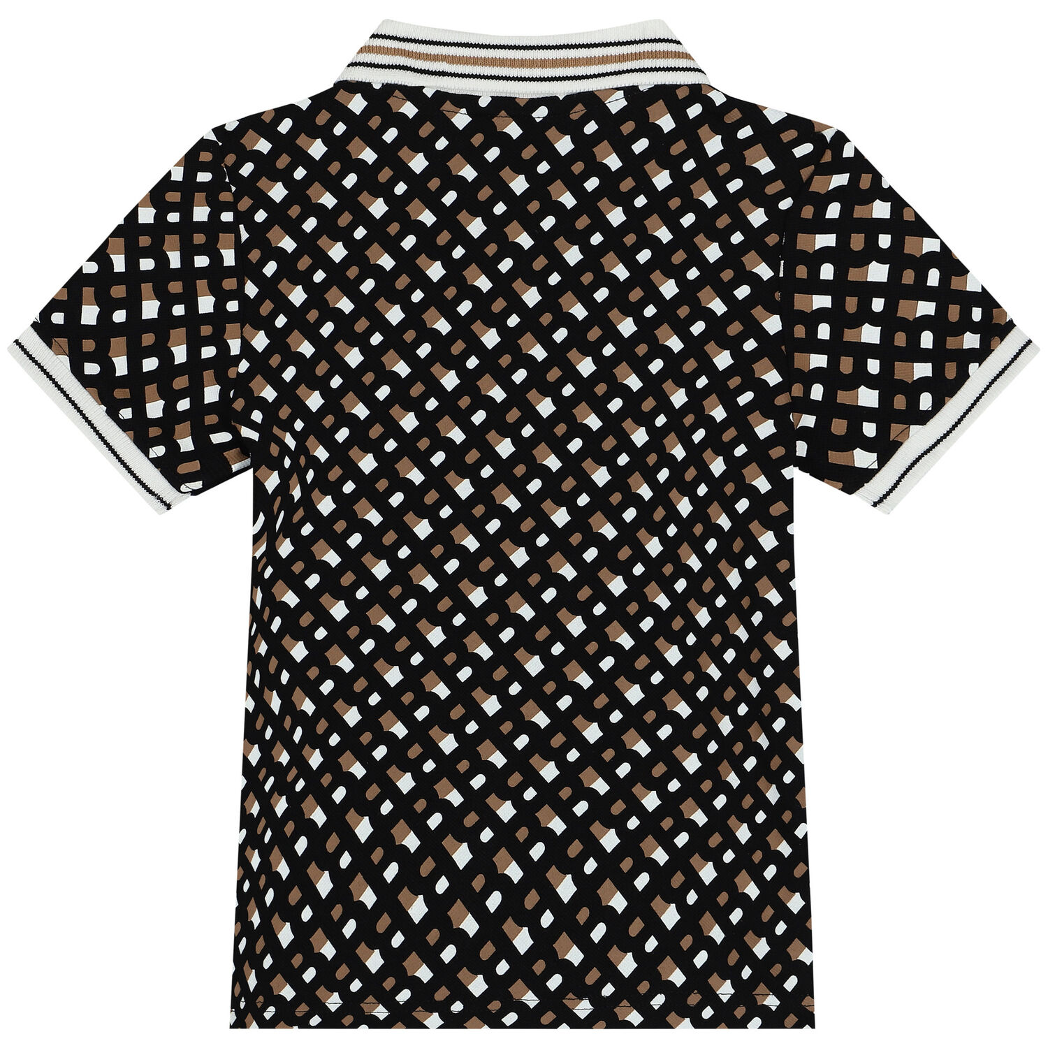 Younger Boys Black Monogram Logo Polo Shirt, 2, hi-res