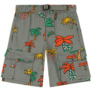 Boys Khaki Chameleon & Palm Tree Shorts