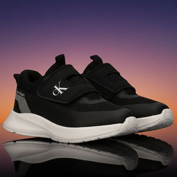 Black Mesh Logo Trainers