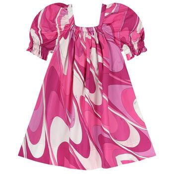Girls Pink & Purple Ruffled Iride Dress 