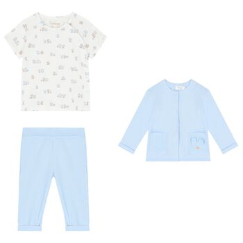 Baby Boys Ivory & Blue Tracksuit Set