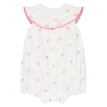 Baby Girls White Floral Print Romper