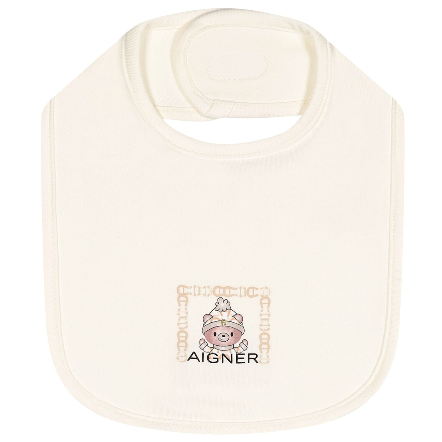 Ivory Teddy Bear Logo Baby Bib, 1, hi-res