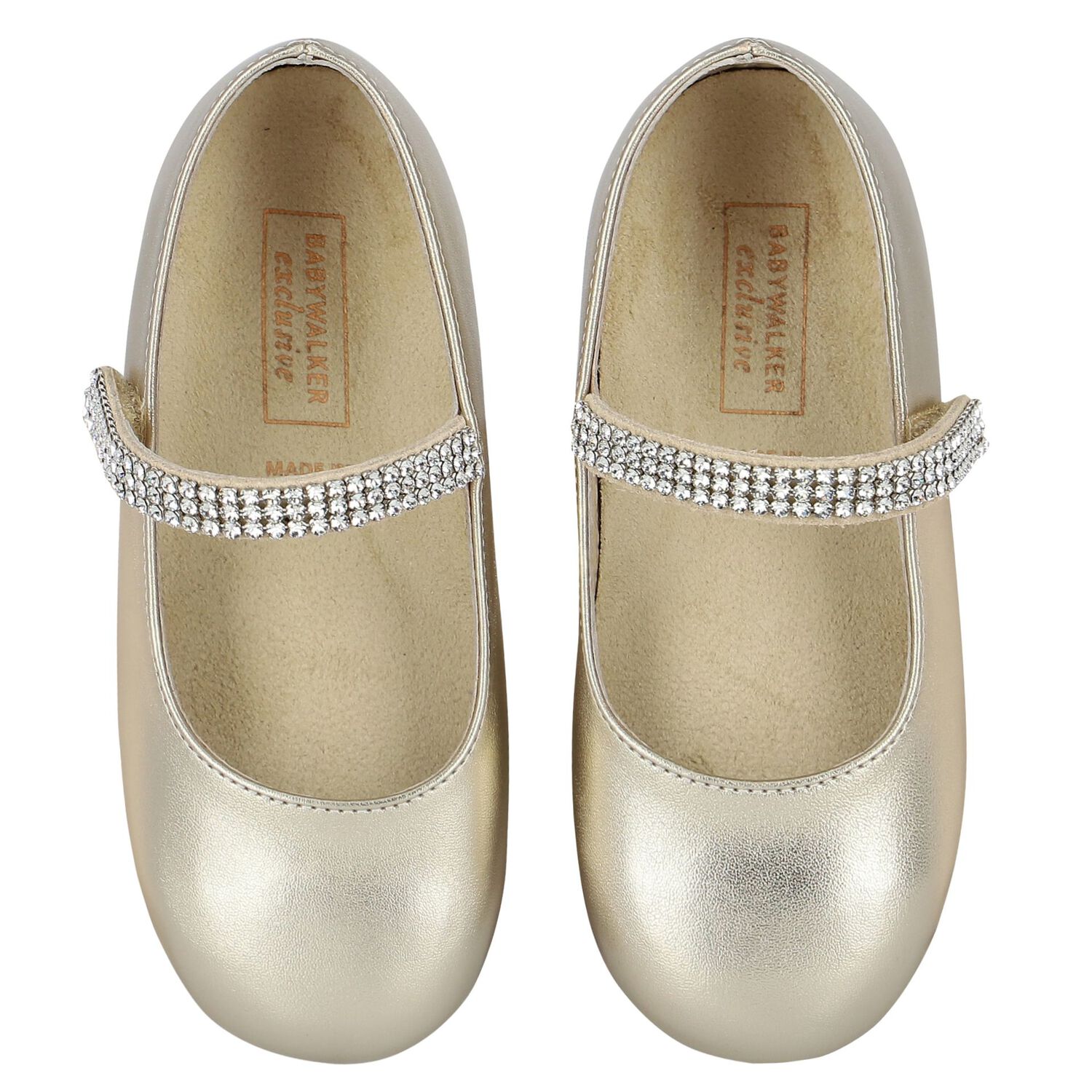 Girls Gold Swarovski Embellished Shoes, 1, hi-res