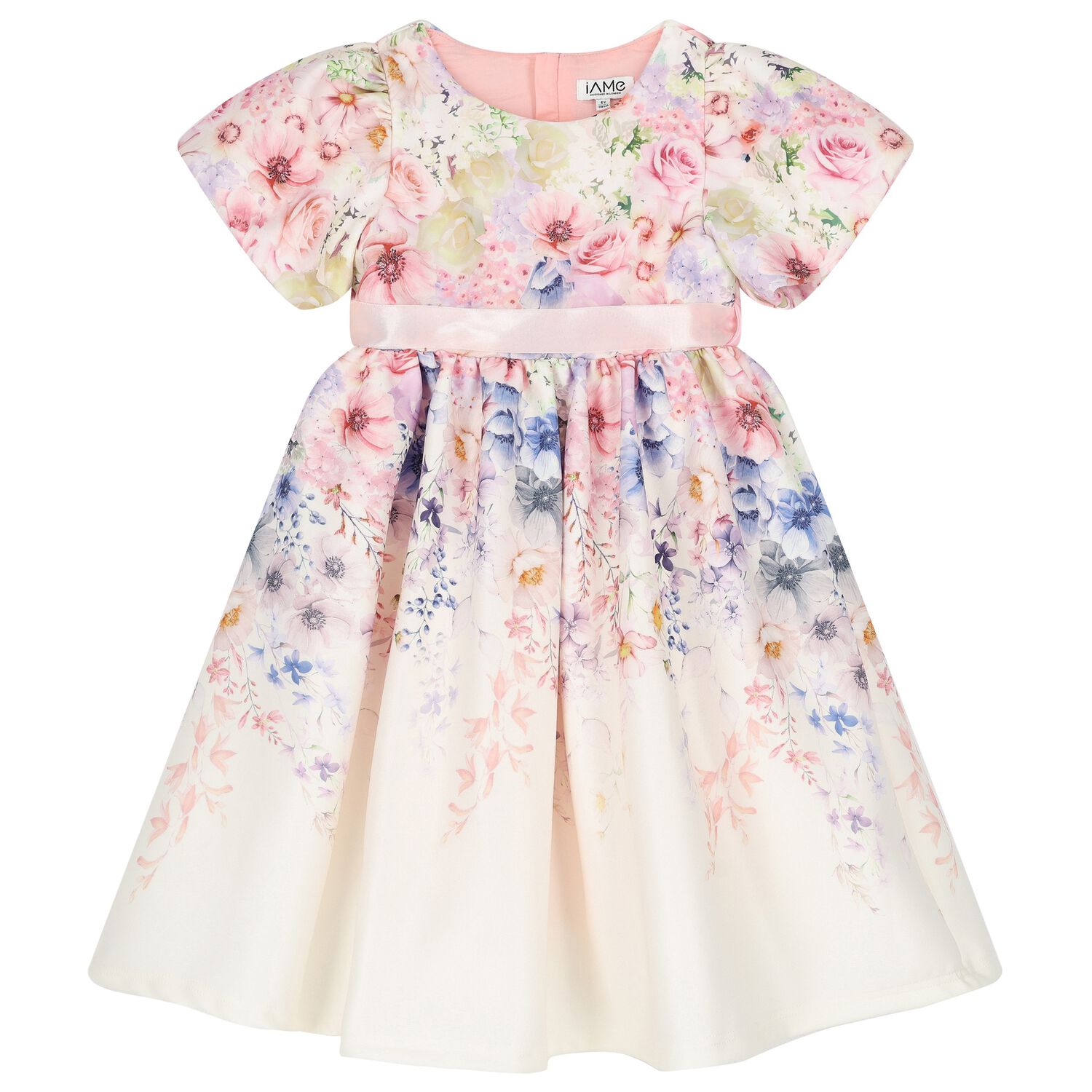 Girls White & Pink Floral Dress, 1, hi-res