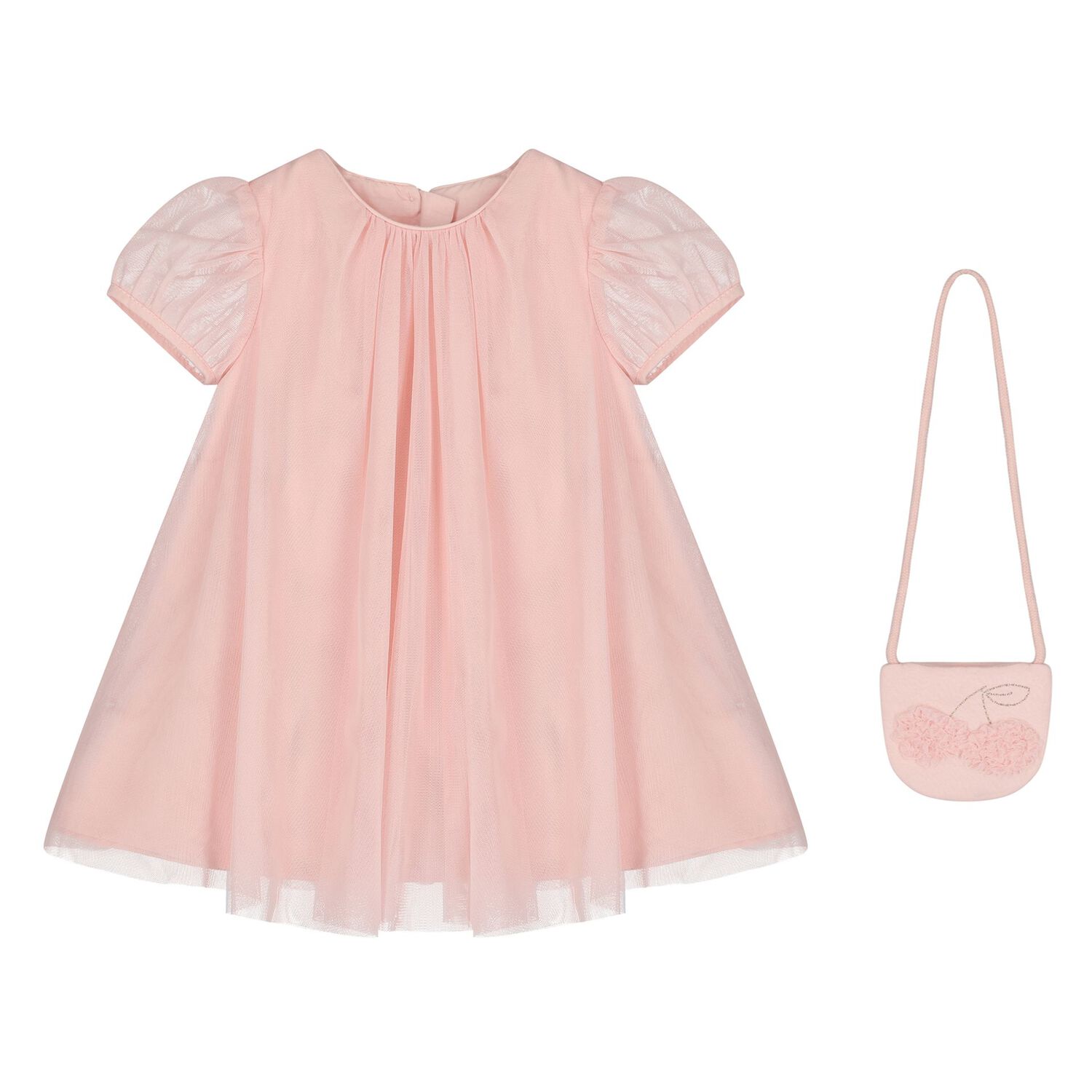 Younger Girls Pink Tulle Dress Set, 1, hi-res