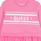 Girls Pink Logo Tulle Dress, 3, hi-res