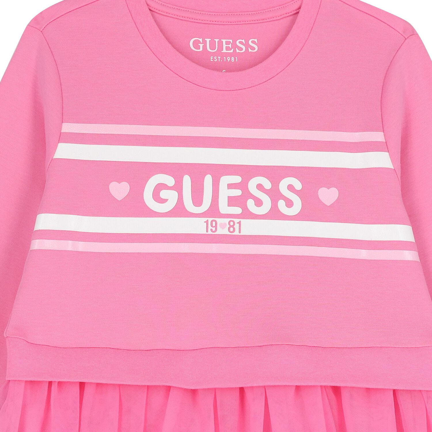 Girls Pink Logo Tulle Dress, 3, hi-res image number null