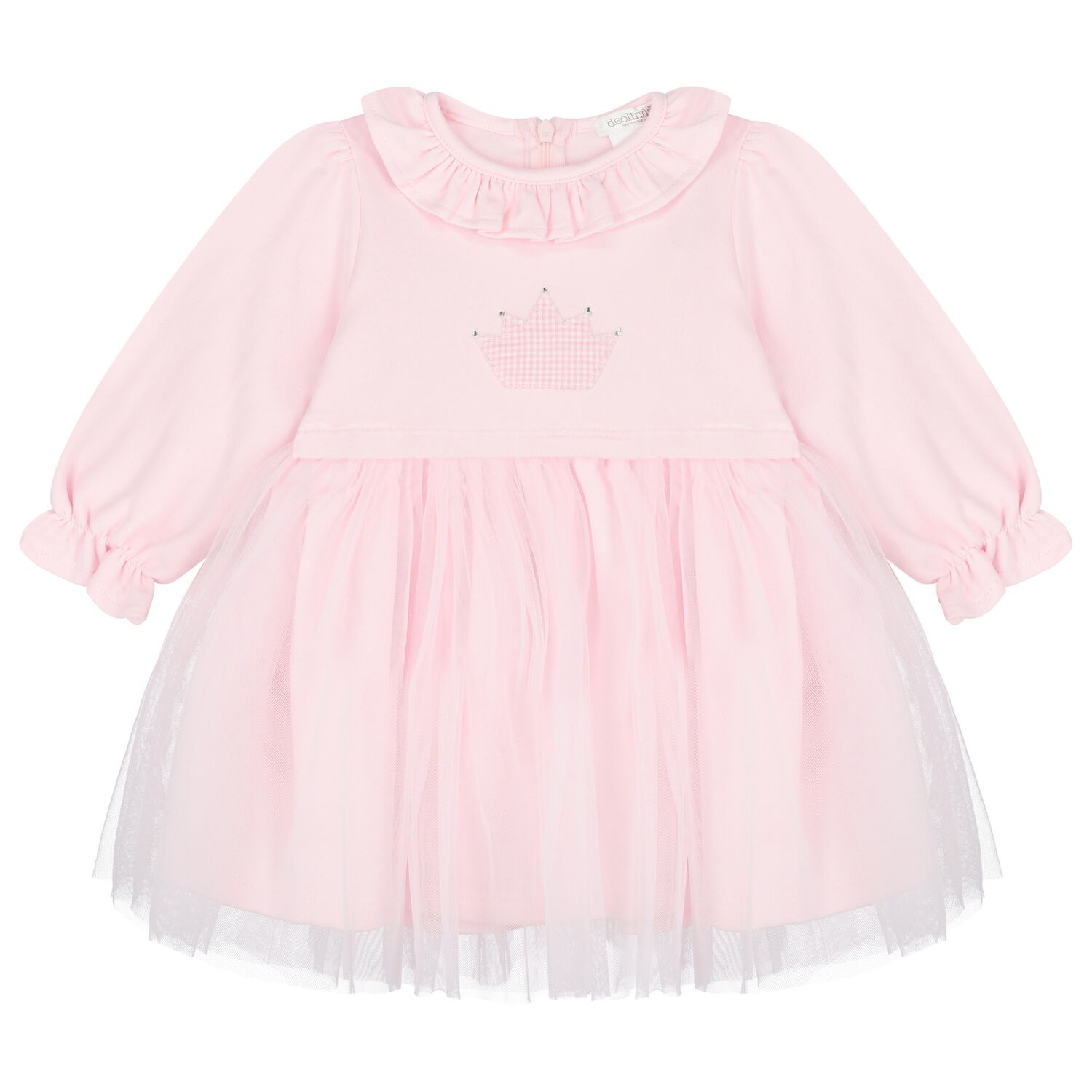 Baby Girls Pink Crown Dress, 1, hi-res