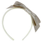 Girls Silver & Ivory Bow Headband, 1, hi-res