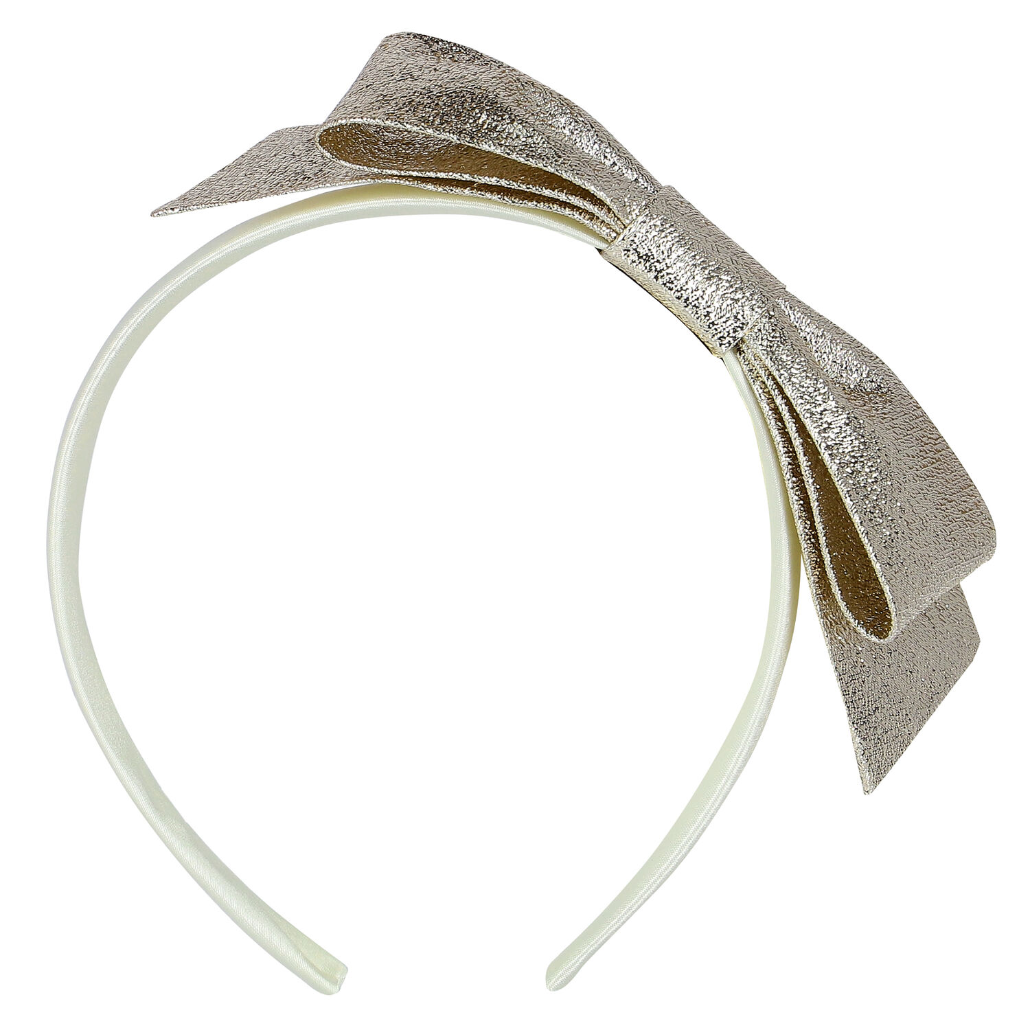 Girls Silver & Ivory Bow Headband, 1, hi-res image number null