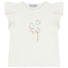 Girls Ivory Ruffled Flower Blouse, 1, hi-res