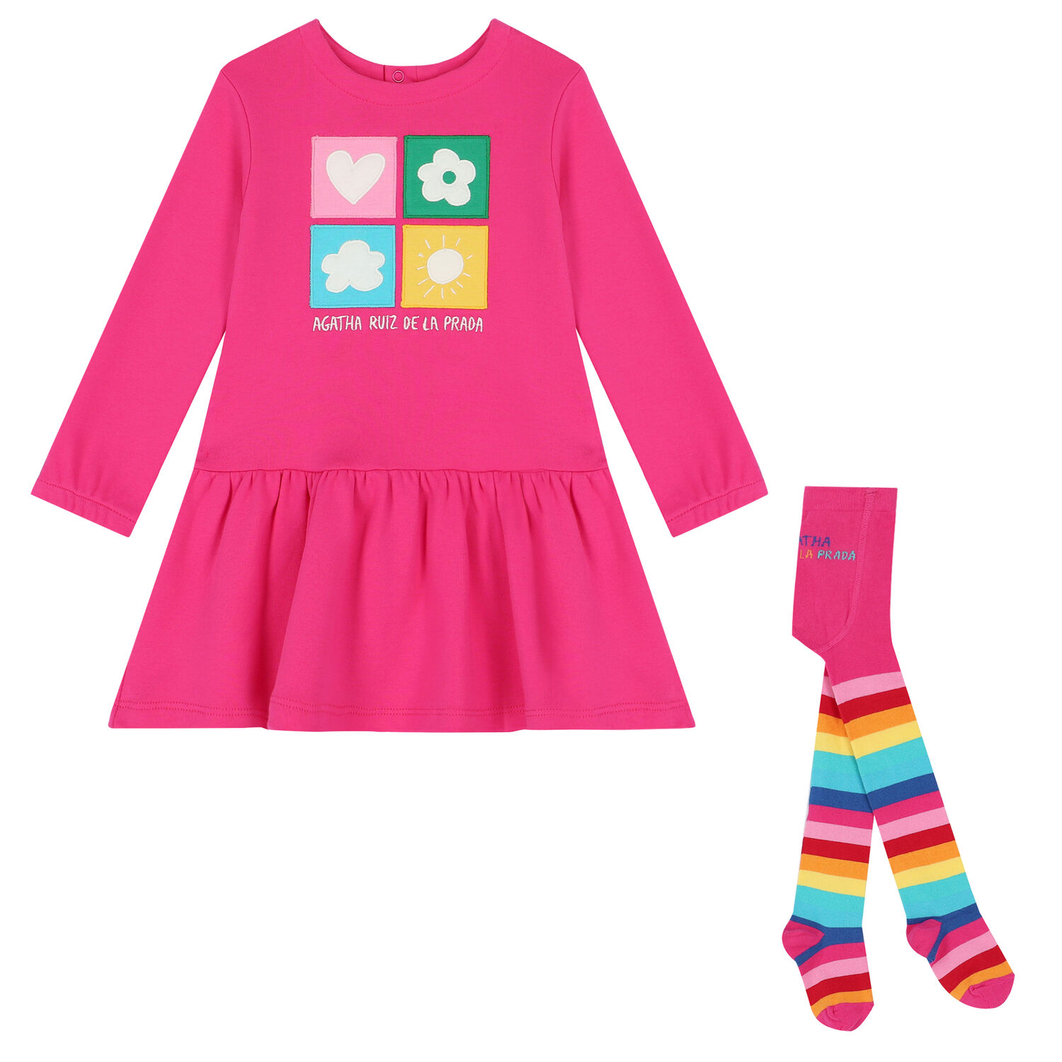 Girls Pink Logo Dress Set, 1, hi-res