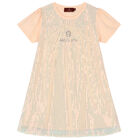 Girls Pink Sequin Logo Dress, 2, hi-res