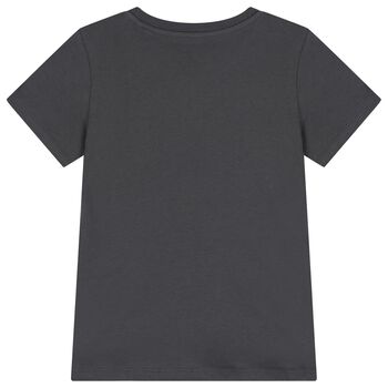 Boys Grey Teddy Bear Logo T-Shirt
