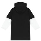 Girls Black Logo Hooded Dress, 1, hi-res