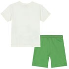 Boys Ivory & Green Palm Tree Shorts Set, 2, hi-res