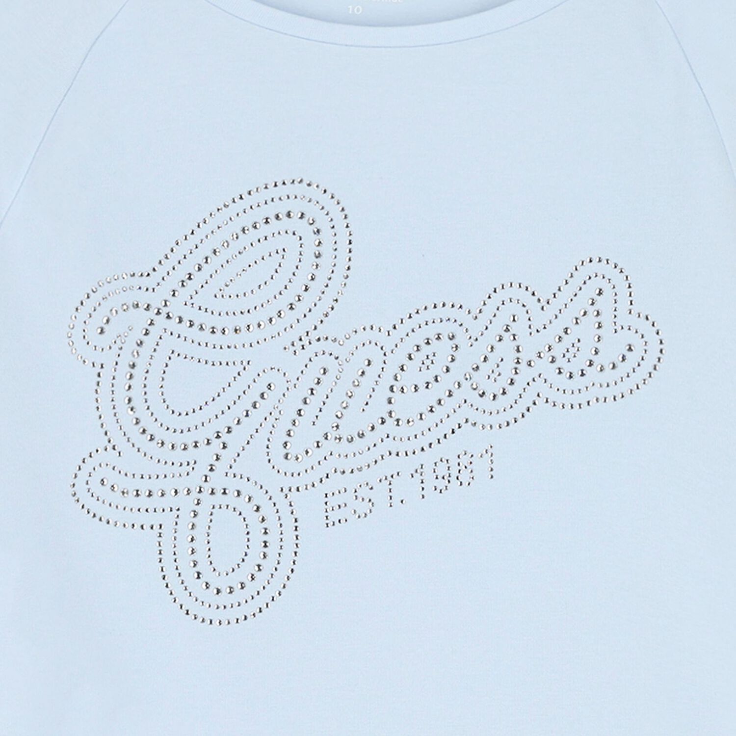 Girls Blue Embellished Logo T-Shirt, 3, hi-res
