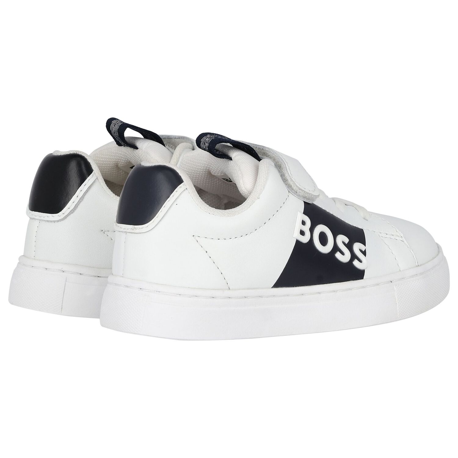 Boys White & Black Logo Trainers, 1, hi-res image number null