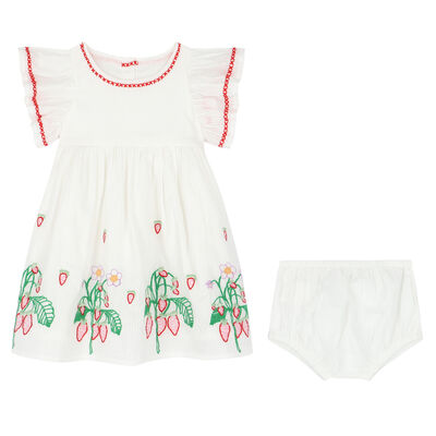 Younger Girls White Embroidered Dress Set