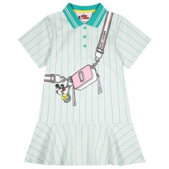 Girls Grey & Green Striped Disney Polo Dress