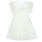 Girls Ivory Logo Ruffled Dress, 1, hi-res