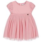 Younger Girls Pink Pleated Tulle Dress, 2, hi-res