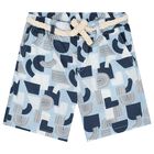 Boys Blue Abstract Shorts, 2, hi-res
