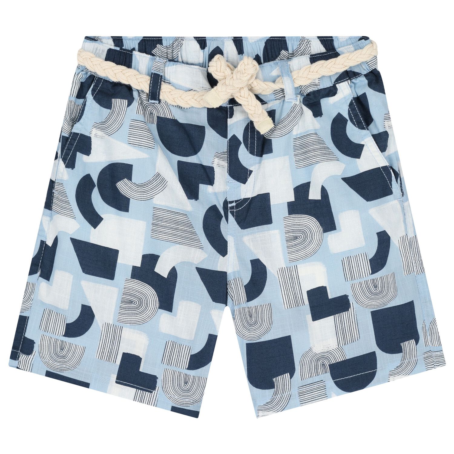 Boys Blue Abstract Shorts, 2, hi-res