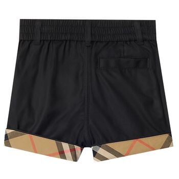 Baby Boys Black & Beige Check Shorts