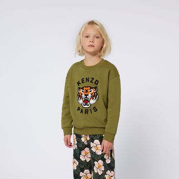 Green Tiger Logo Sweatshirt, 3 Green Tiger Logo Sweatshirt