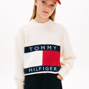 Girls Ivory Logo Knitted Sweater