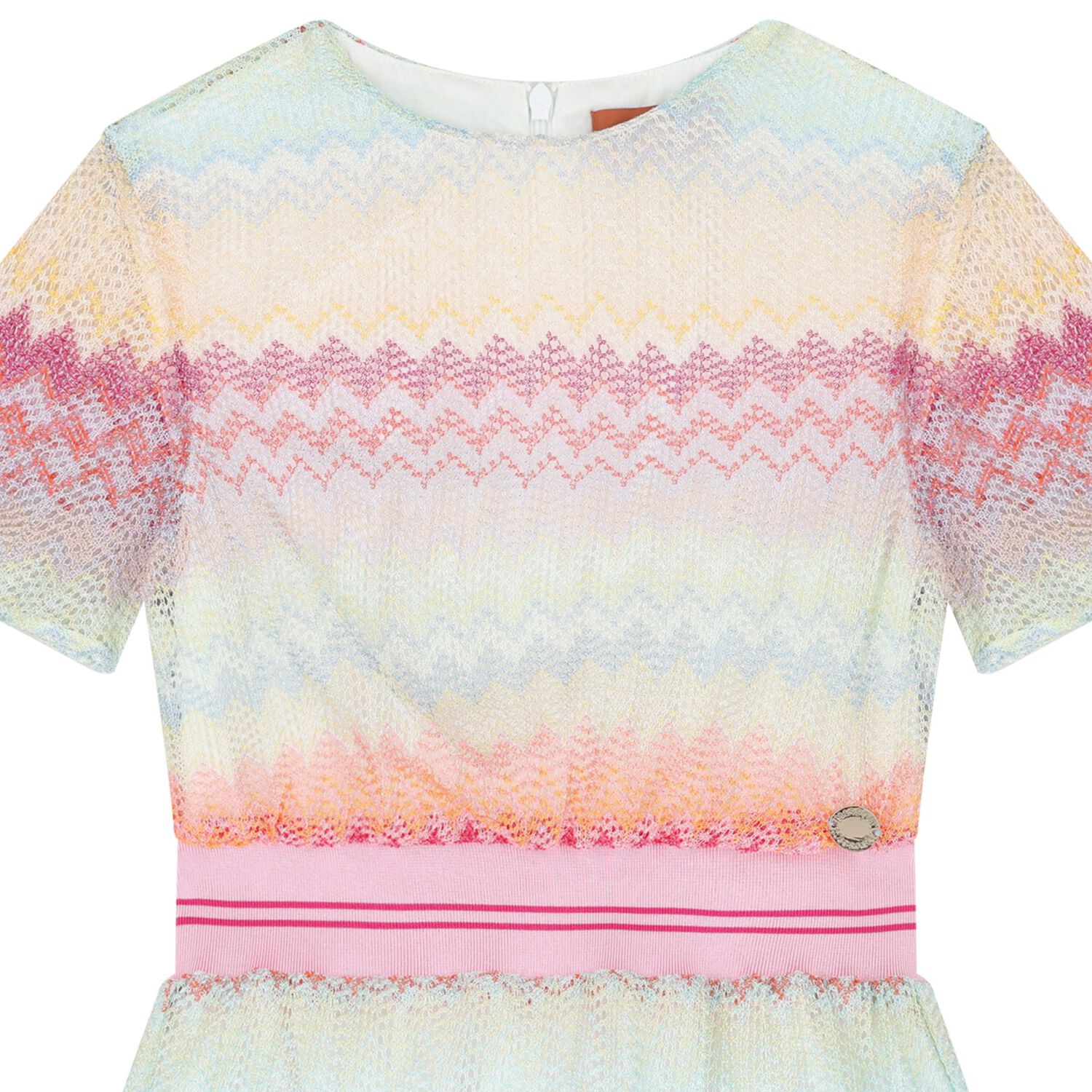 Girls Pink Zigzag Knit Dress, 1, hi-res