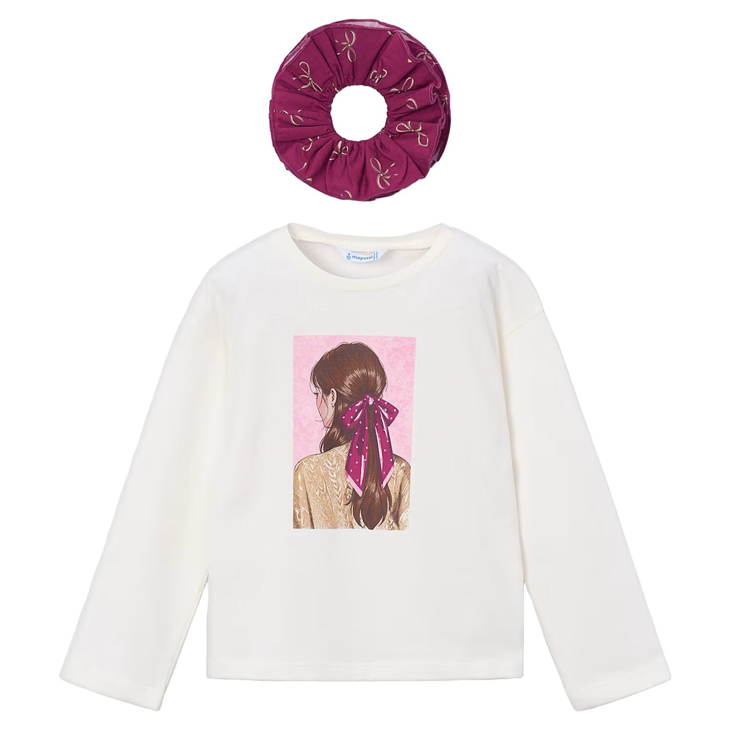 Girls Ivory Long Sleeve Top Set, 2, hi-res