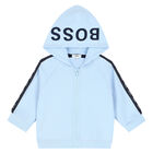 Baby Boys Blue Logo Zip Up Hooded Top, 1, hi-res