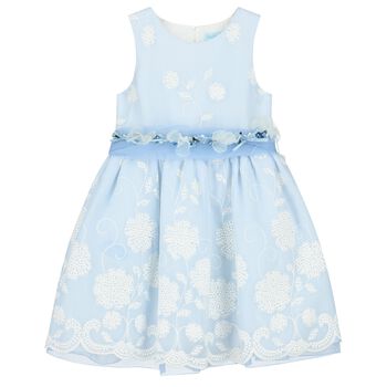 Girls Blue & White Floral Dress