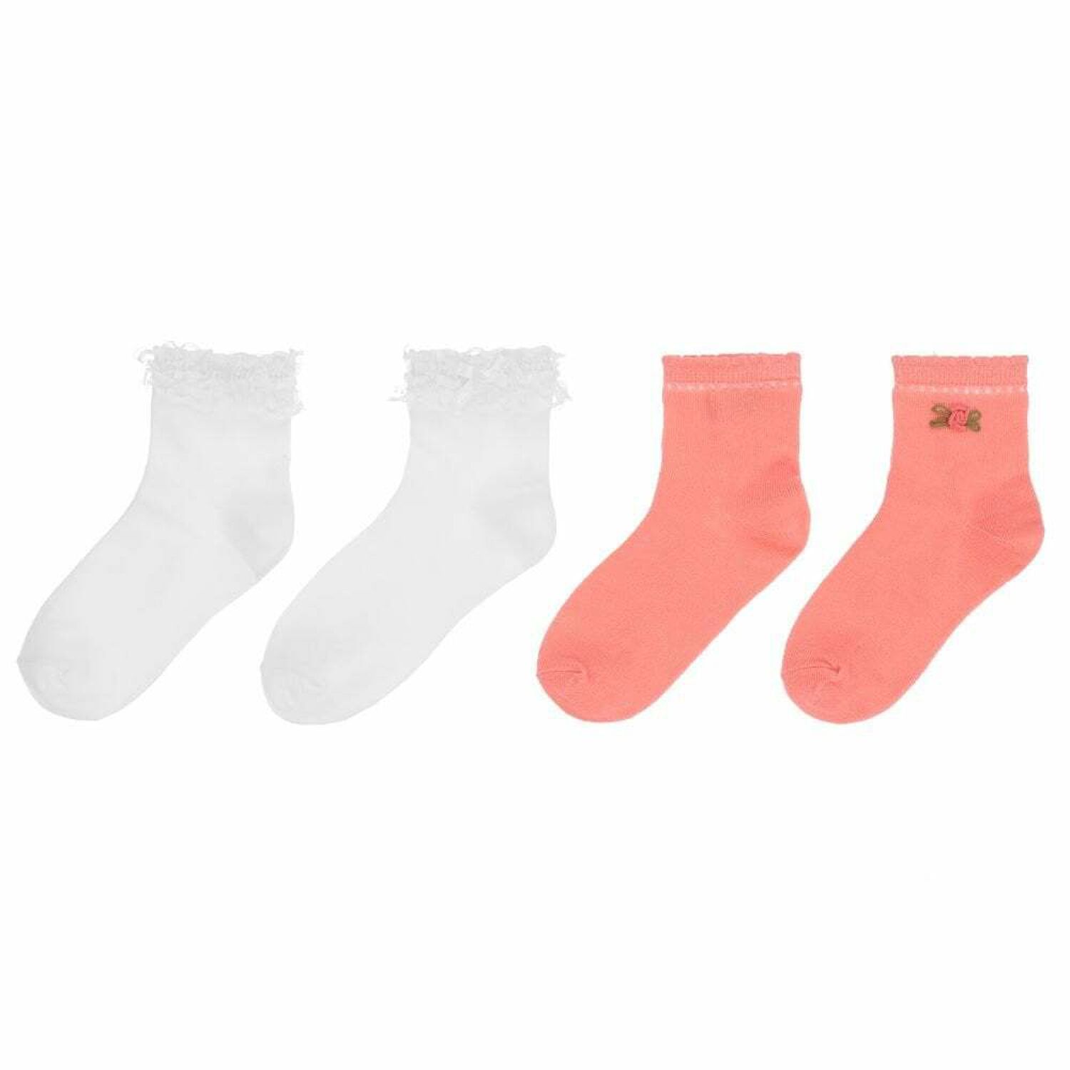 Girls White & Pink Socks ( 2-Pack ), 1, hi-res image number null