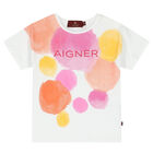 Younger Girls White Logo T-Shirt, 1, hi-res