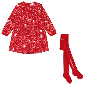 Girls Red Heart Dress Set