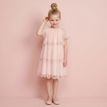 Girls Pink Star & Layered Tulle Dress