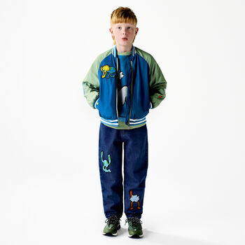 Boys Green Faux Leather Trainers