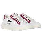 Girls White Logo Trainers, 1, hi-res