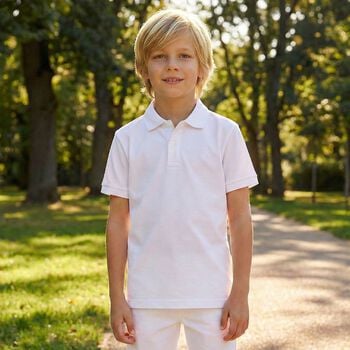 Boys White Logo Polo Shirt